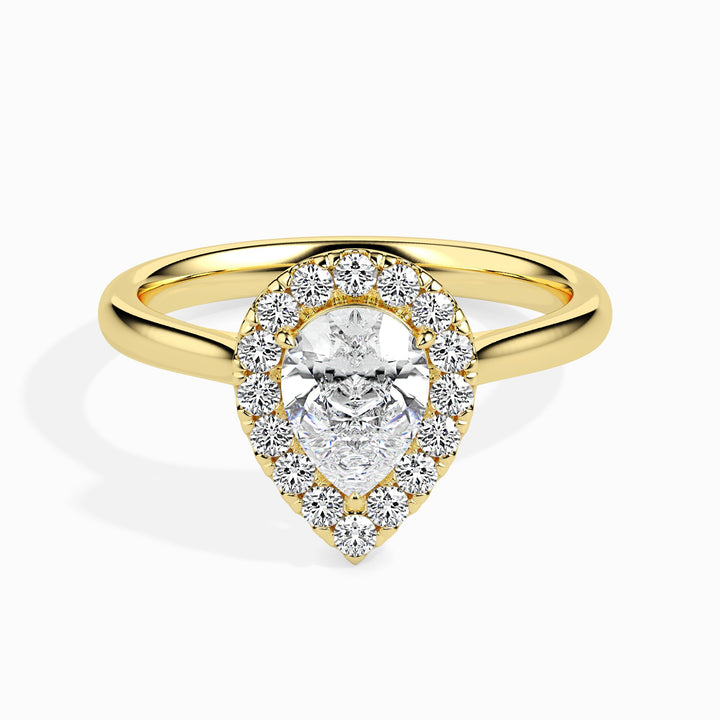 Monica Solitaire Halo Pear Ring