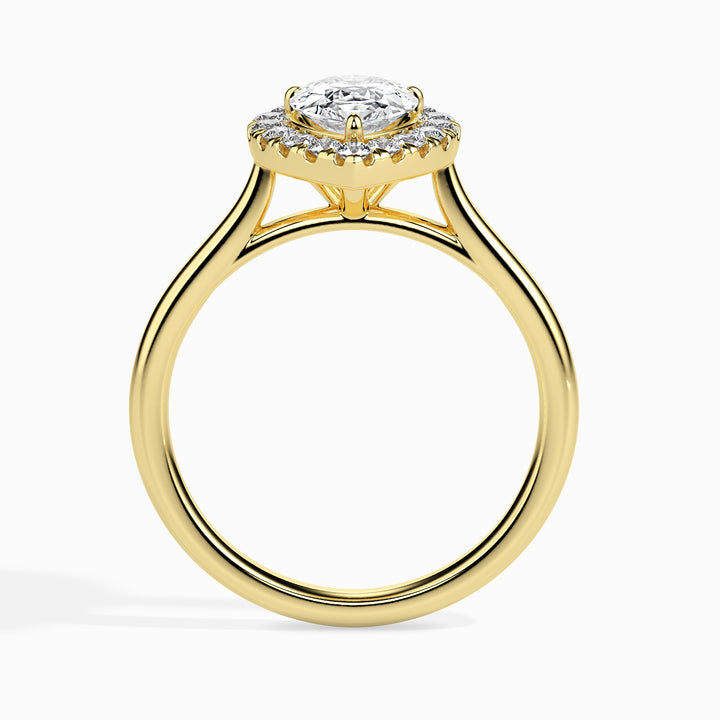 Monica Solitaire Halo Pear Ring