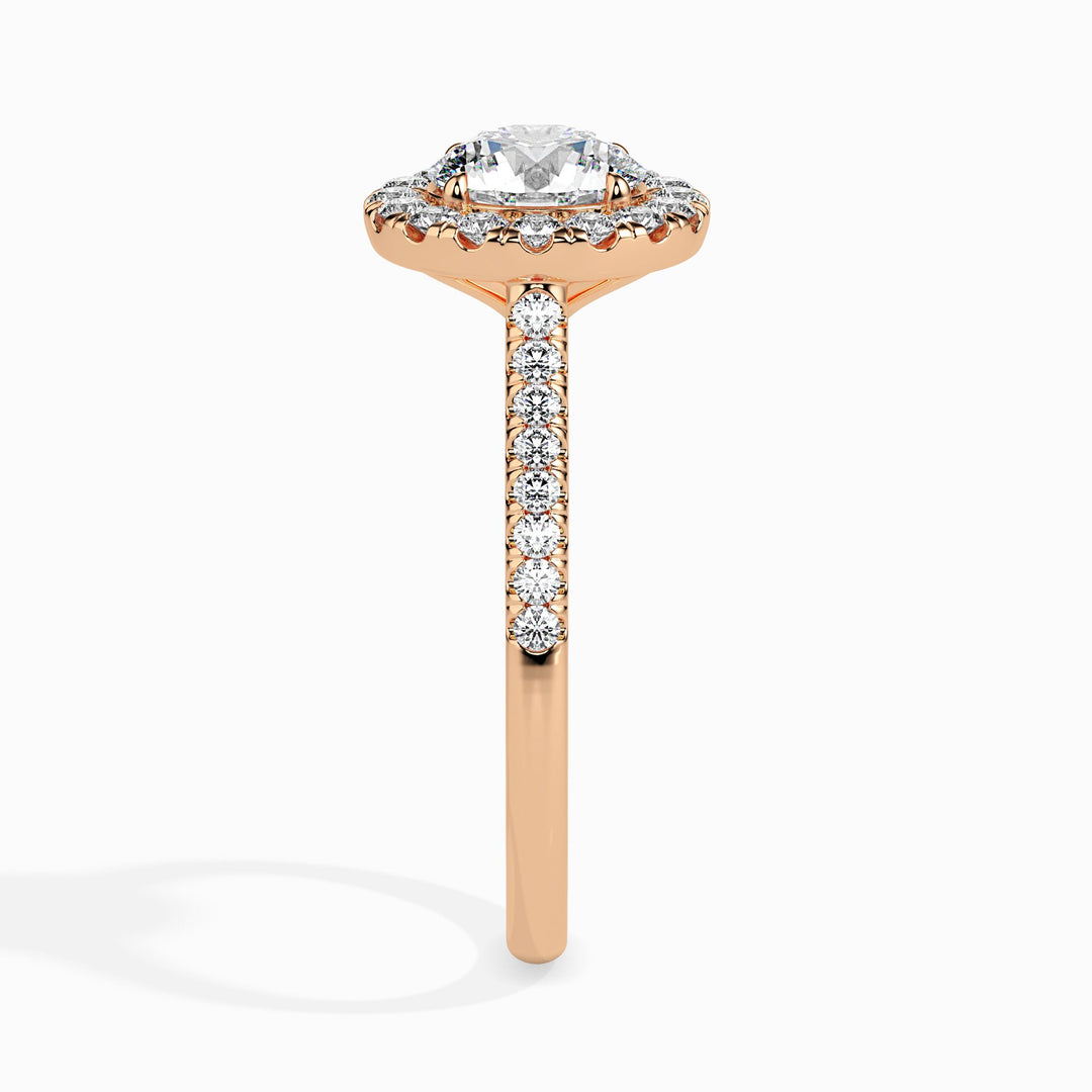 Janis Solitaire Halo Pave Round Ring