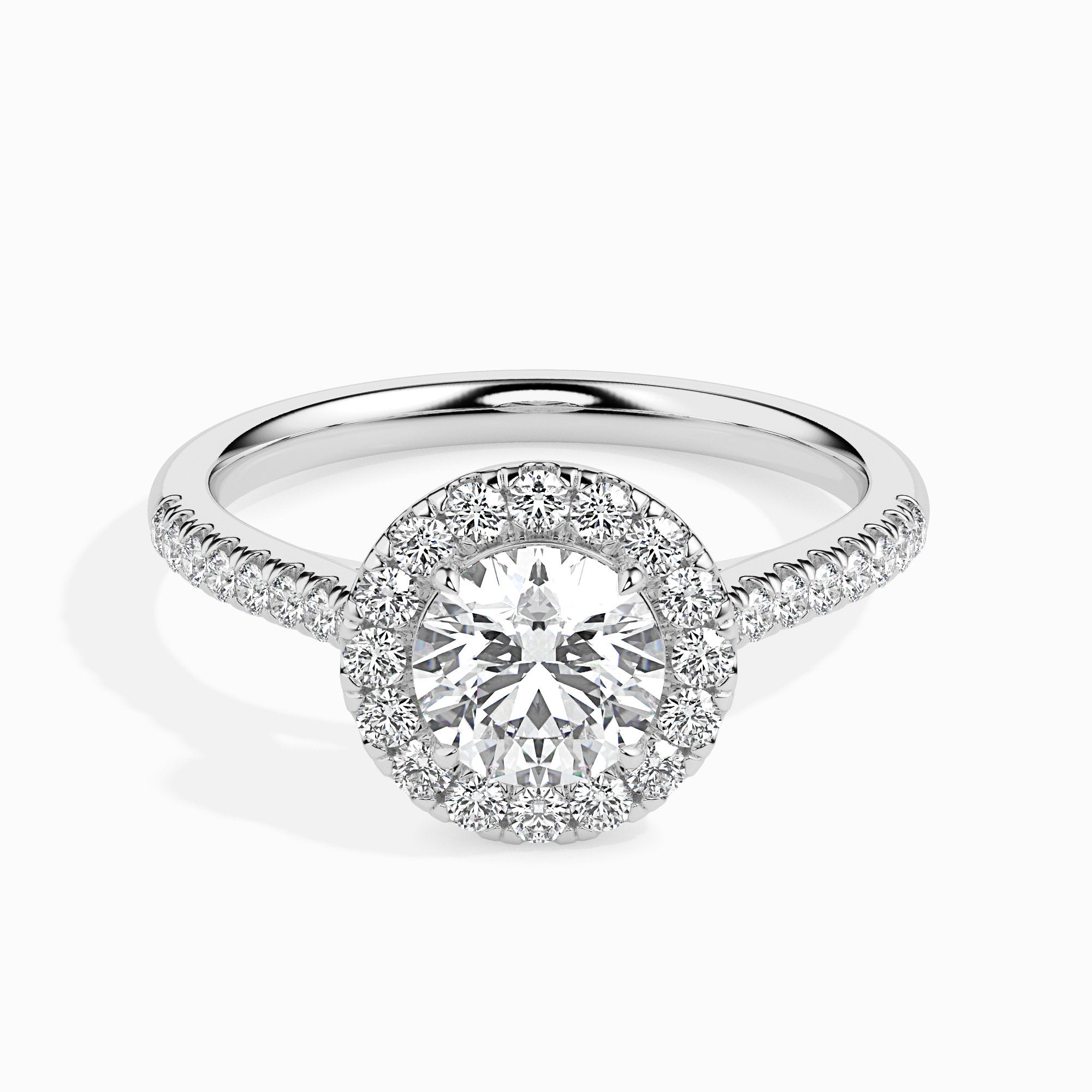Janis Solitaire Halo Pave Round Ring