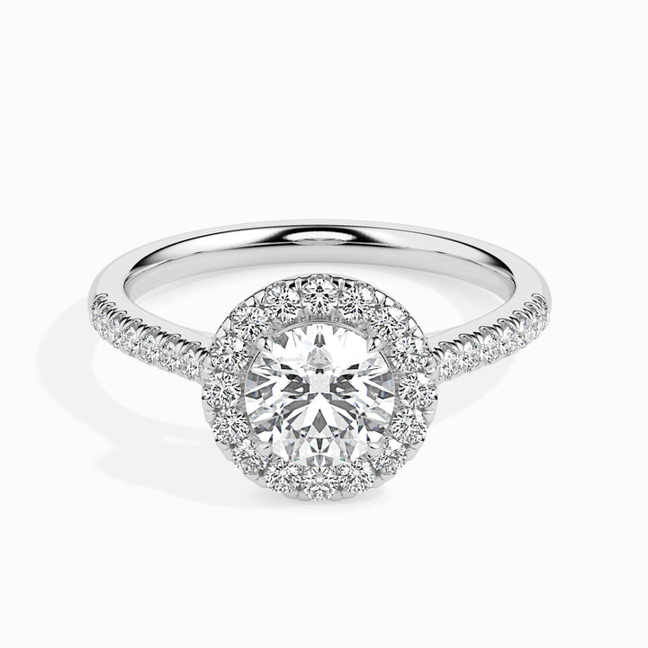 Janis Solitaire Halo Pave Round Ring