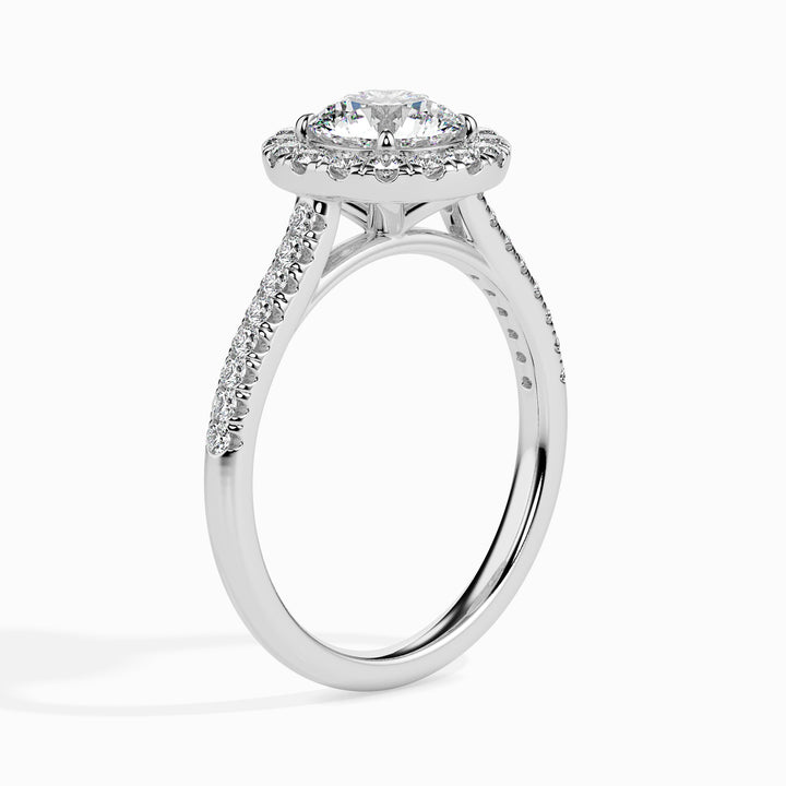 Janis Solitaire Halo Pave Round Ring