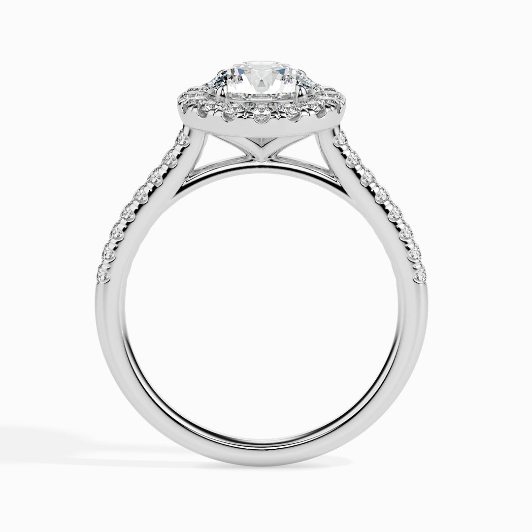 Janis Solitaire Halo Pave Round Ring