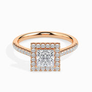 Jorja Solitaire Halo Pave Princess Ring-Dileti