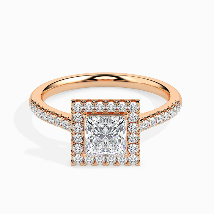 Jorja Solitaire Halo Pave Princess Ring