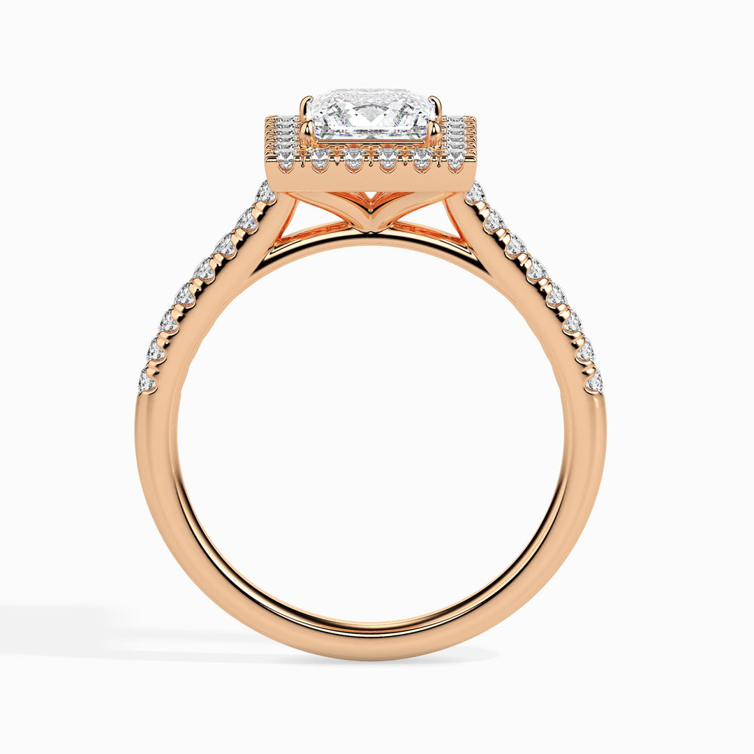 Jorja Solitaire Halo Pave Princess Ring