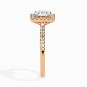 Jorja Solitaire Halo Pave Princess Ring-Dileti