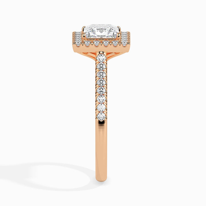 Jorja Solitaire Halo Pave Princess Ring