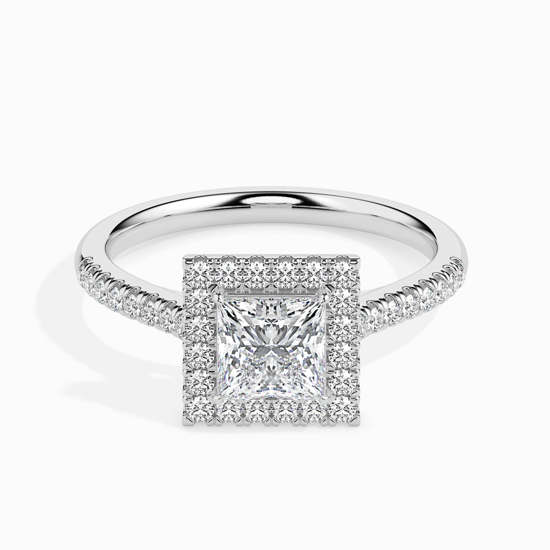 Jorja Solitaire Halo Pave Princess Ring