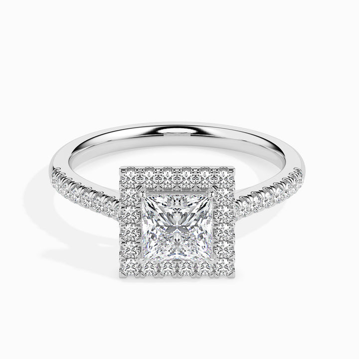 Jorja Solitaire Halo Pave Princess Ring