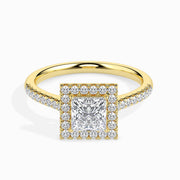 Jorja Solitaire Halo Pave Princess Ring-Dileti