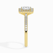 Jorja Solitaire Halo Pave Princess Ring-Dileti