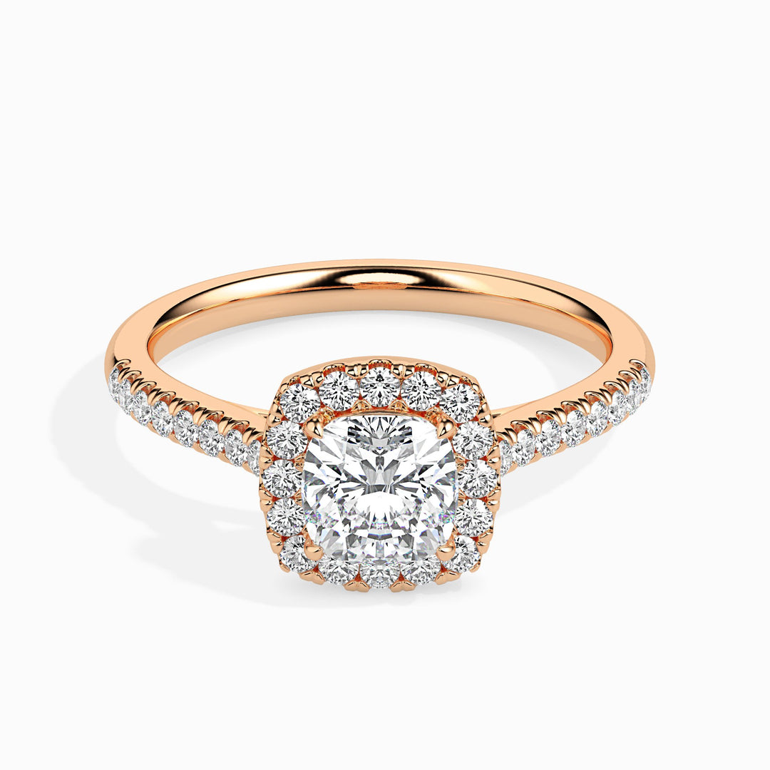 Nova Solitaire Halo Pave Cushion Ring