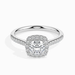Nova Solitaire Halo Pave Cushion Setting-Dileti