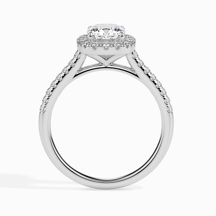 Nova Solitaire Halo Pave Cushion Ring