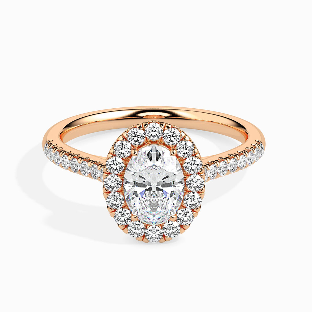 Dora Solitaire Halo Pave Oval Setting