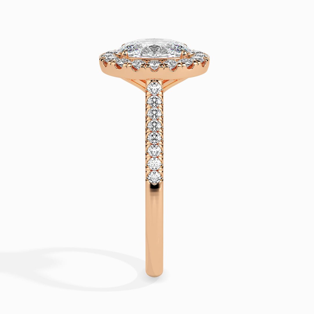 Dora Solitaire Halo Pave Oval Ring