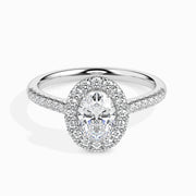 Dora Solitaire Halo Pave Oval Setting-Dileti