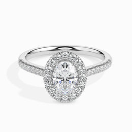 Dora Solitaire Halo Pave Oval Setting-Dileti