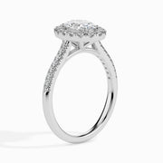 Dora Solitaire Halo Pave Oval Setting-Dileti