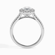 Dora Solitaire Halo Pave Oval Ring-Dileti