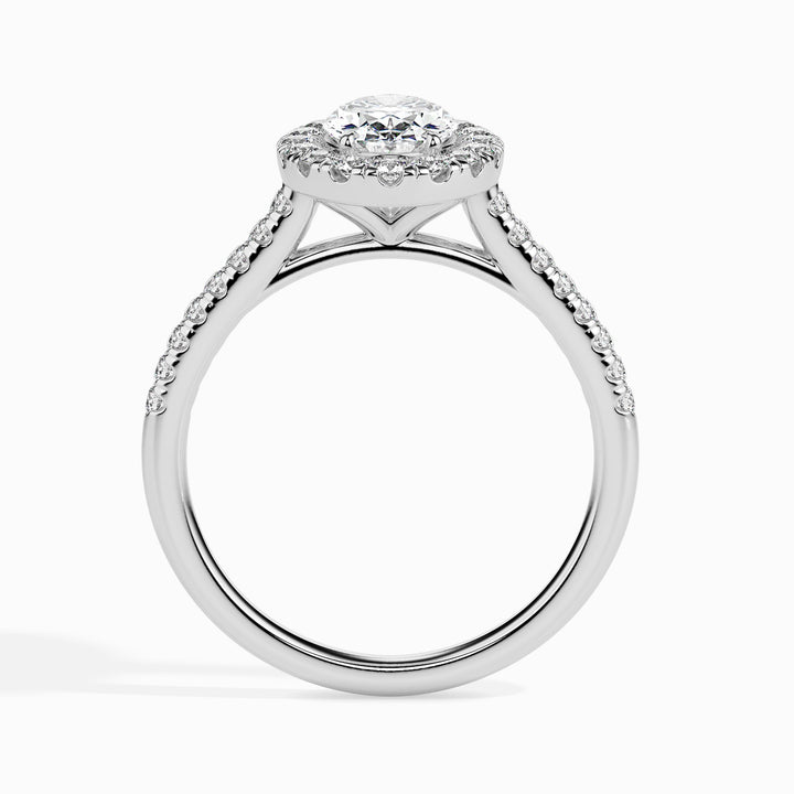 Dora Solitaire Halo Pave Oval Ring