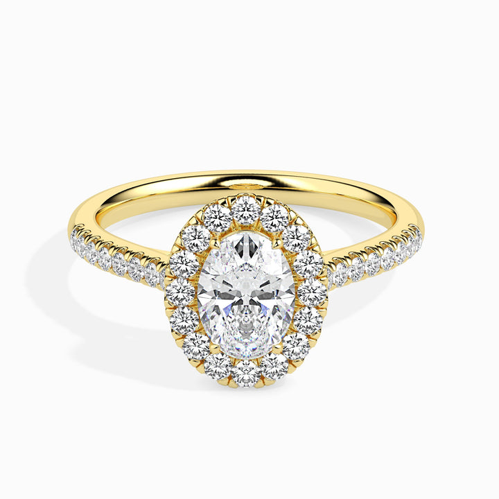 Dora Solitaire Halo Pave Oval Ring