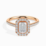 Paquita Solitaire Halo Pave Emerald Ring-Dileti