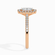 Paquita Solitaire Halo Pave Emerald Ring-Dileti