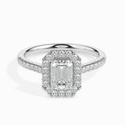 Paquita Solitaire Halo Pave Emerald Setting-Dileti
