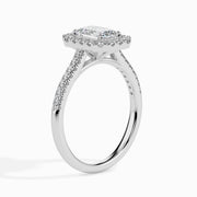 Paquita Solitaire Halo Pave Emerald Setting-Dileti
