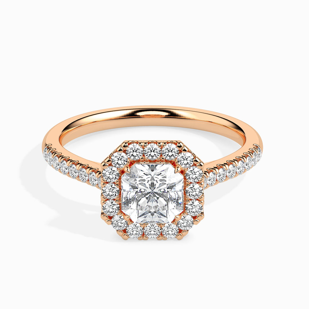 Sua Solitaire Halo Pave Asscher Ring