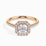 Sua Solitaire Halo Pave Asscher Ring-Dileti
