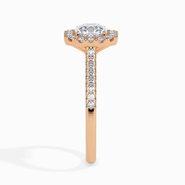 Sua Solitaire Halo Pave Asscher Ring