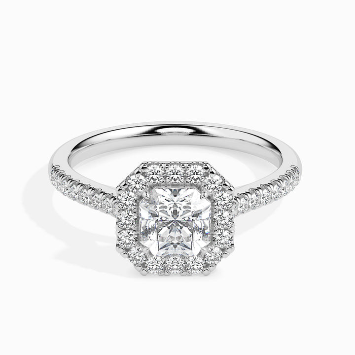 Sua Solitaire Halo Pave Asscher Ring