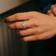 Maud Solitaire Halo Pave Radiant Ring-Dileti