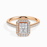Maud Solitaire Halo Pave Radiant Ring-Dileti
