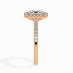 Maud Solitaire Halo Pave Radiant Ring-Dileti