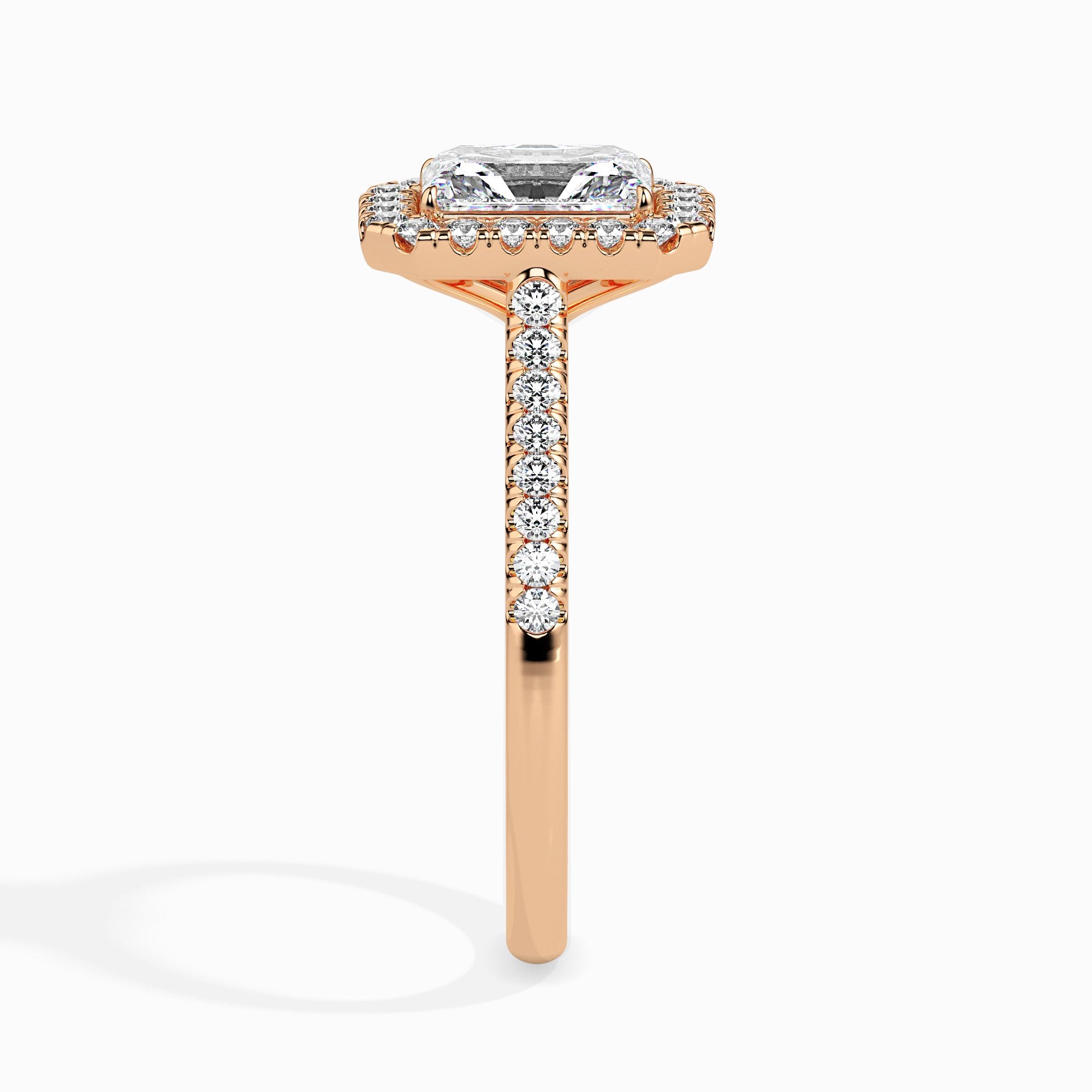 Maud Solitaire Halo Pave Radiant Ring