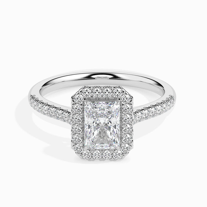 Maud Solitaire Halo Pave Radiant Ring