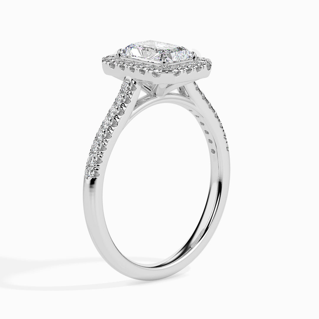 Maud Solitaire Halo Pave Radiant Ring