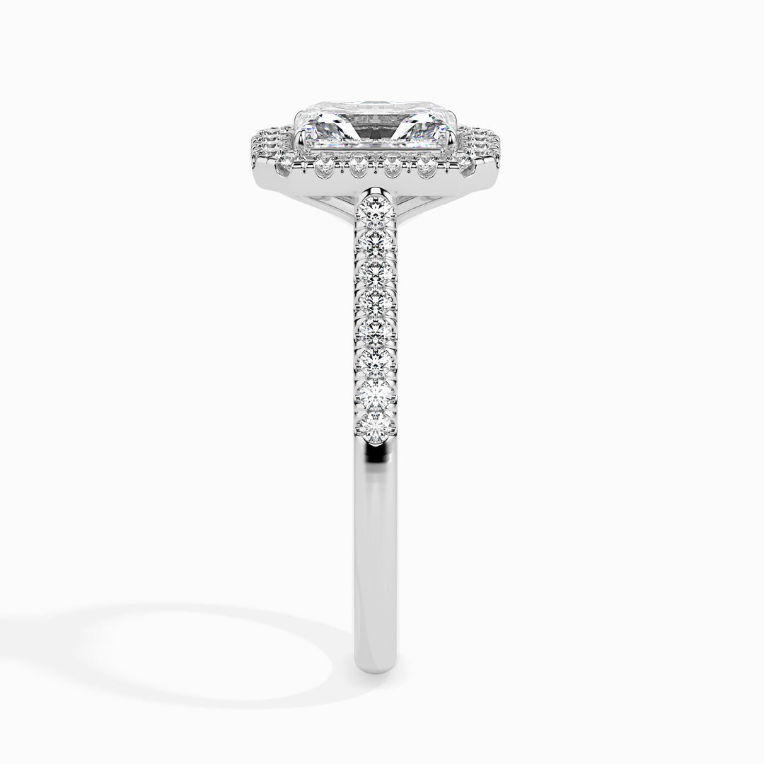 Maud Solitaire Halo Pave Radiant Ring