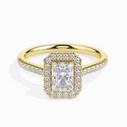 Maud Solitaire Halo Pave Radiant Ring-Dileti