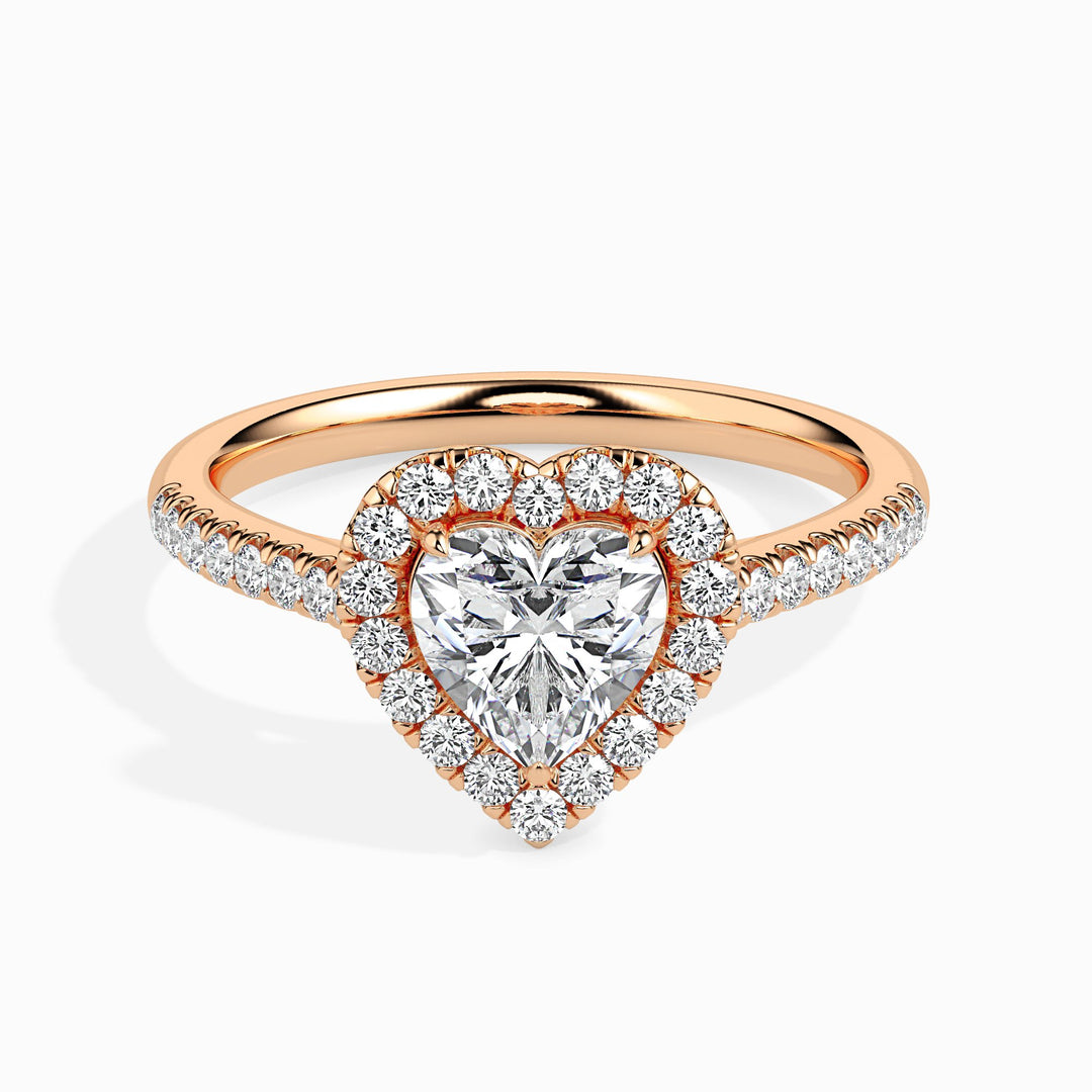 Olbia Solitaire Halo Pave Heart Ring