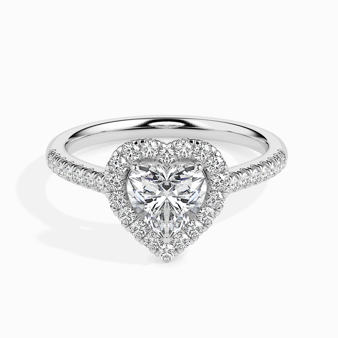 Olbia Solitaire Halo Pave Heart Ring