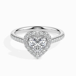 Olbia Solitaire Halo Pave Heart Setting-Dileti