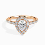 Dominique Solitaire Halo Pave Pear Ring-Dileti