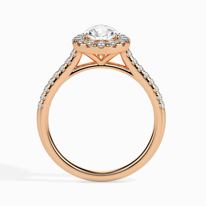 Dominique Solitaire Halo Pave Pear Ring