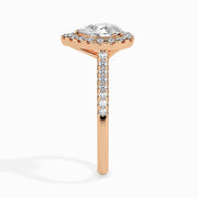 Dominique Solitaire Halo Pave Pear Ring-Dileti