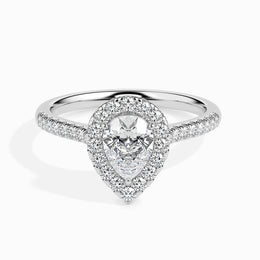 Dominique Solitaire Halo Pave Pear Ring-Dileti
